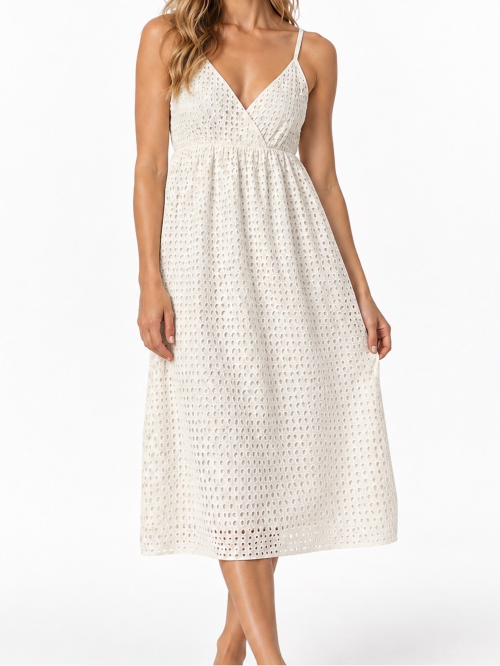 White Eyelet Midi Dress Sundress Cottagecore Bridal